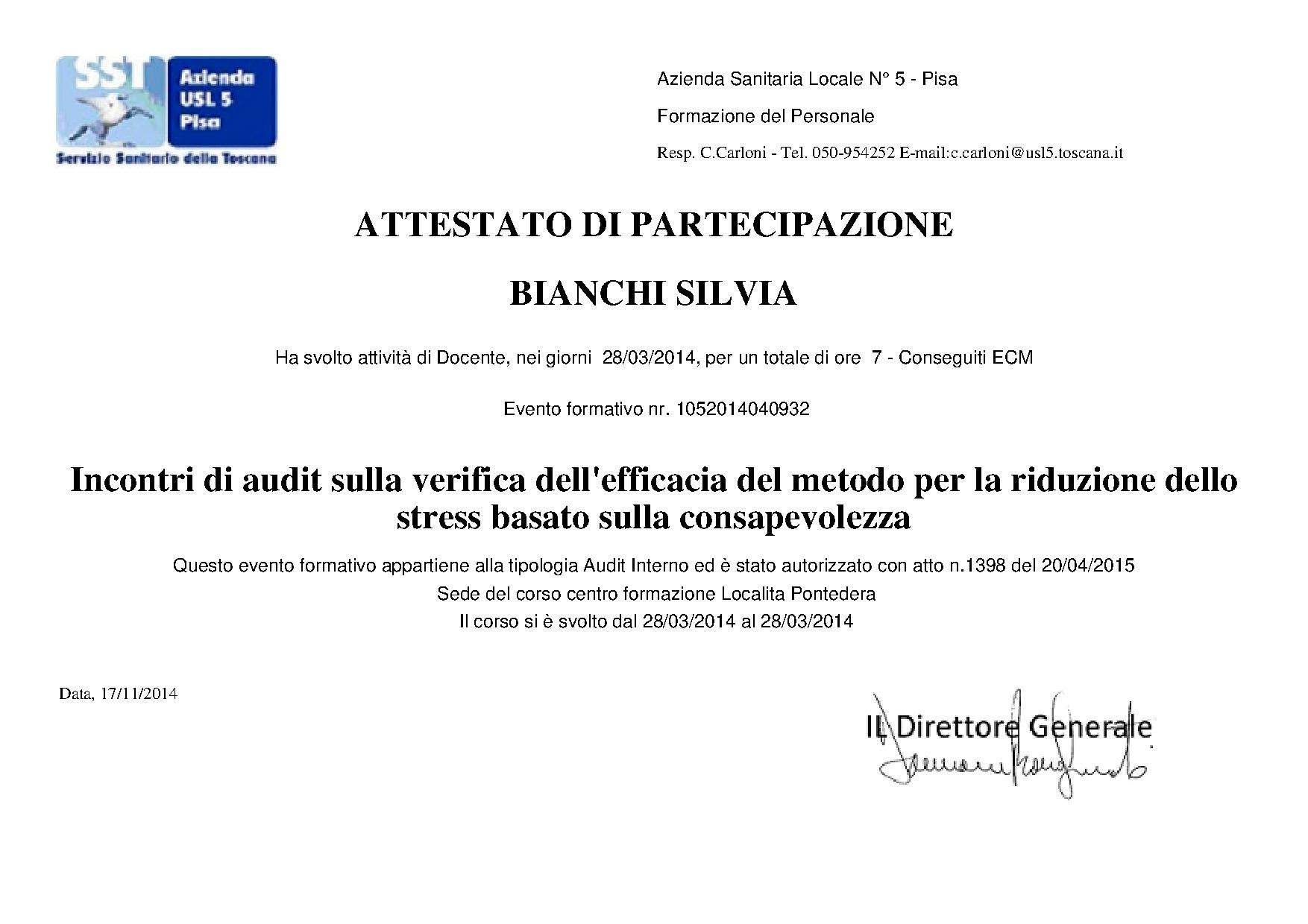 Attestati Dott.ssa Silvia Bianchi 40